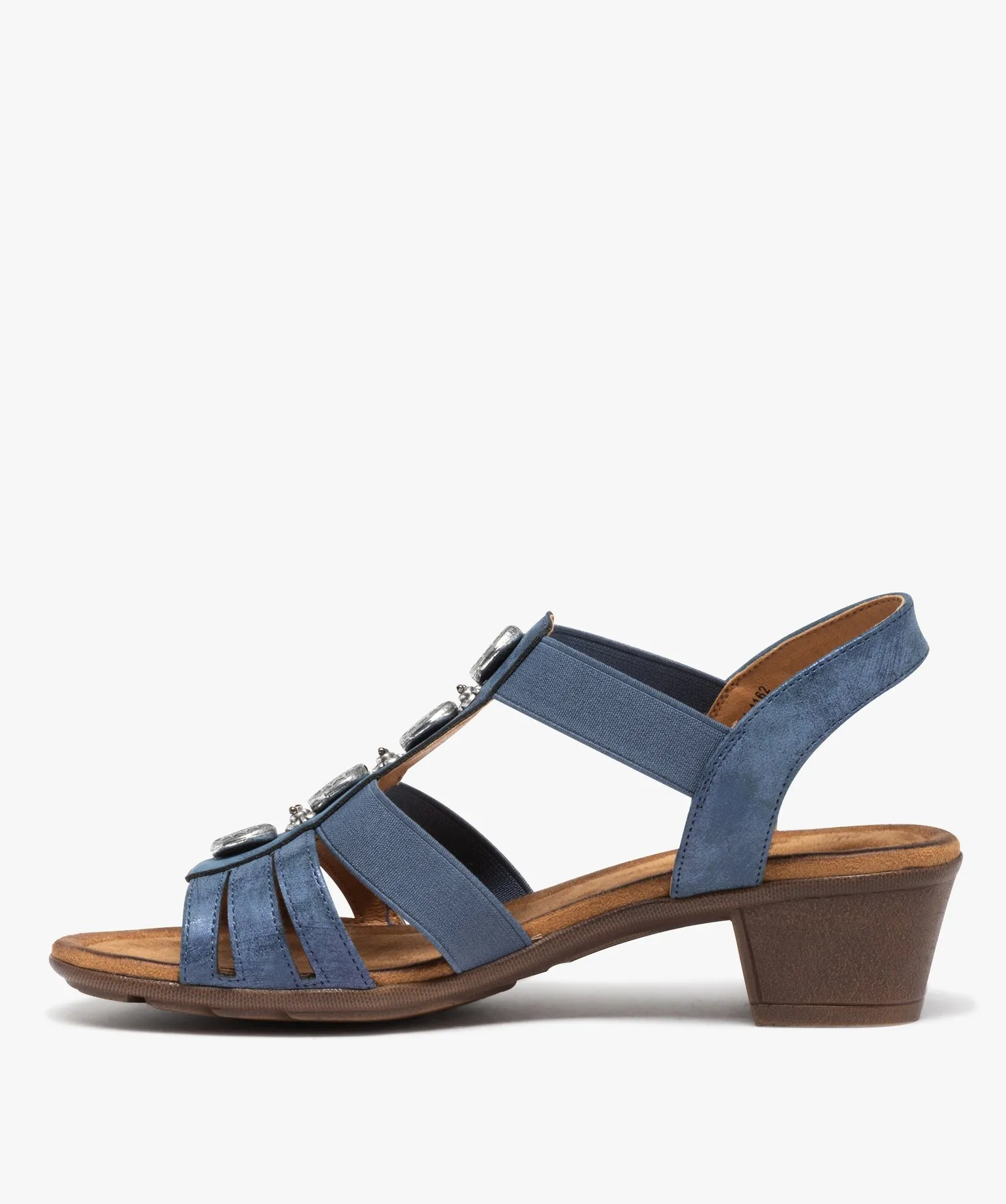 sandales femme confort a talon et brides elastiquees bleu sandales