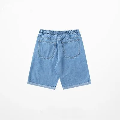 Short ample en jean avec taille élastiquée pour homme