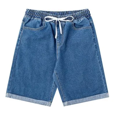 Short ample en jean avec taille élastiquée pour homme