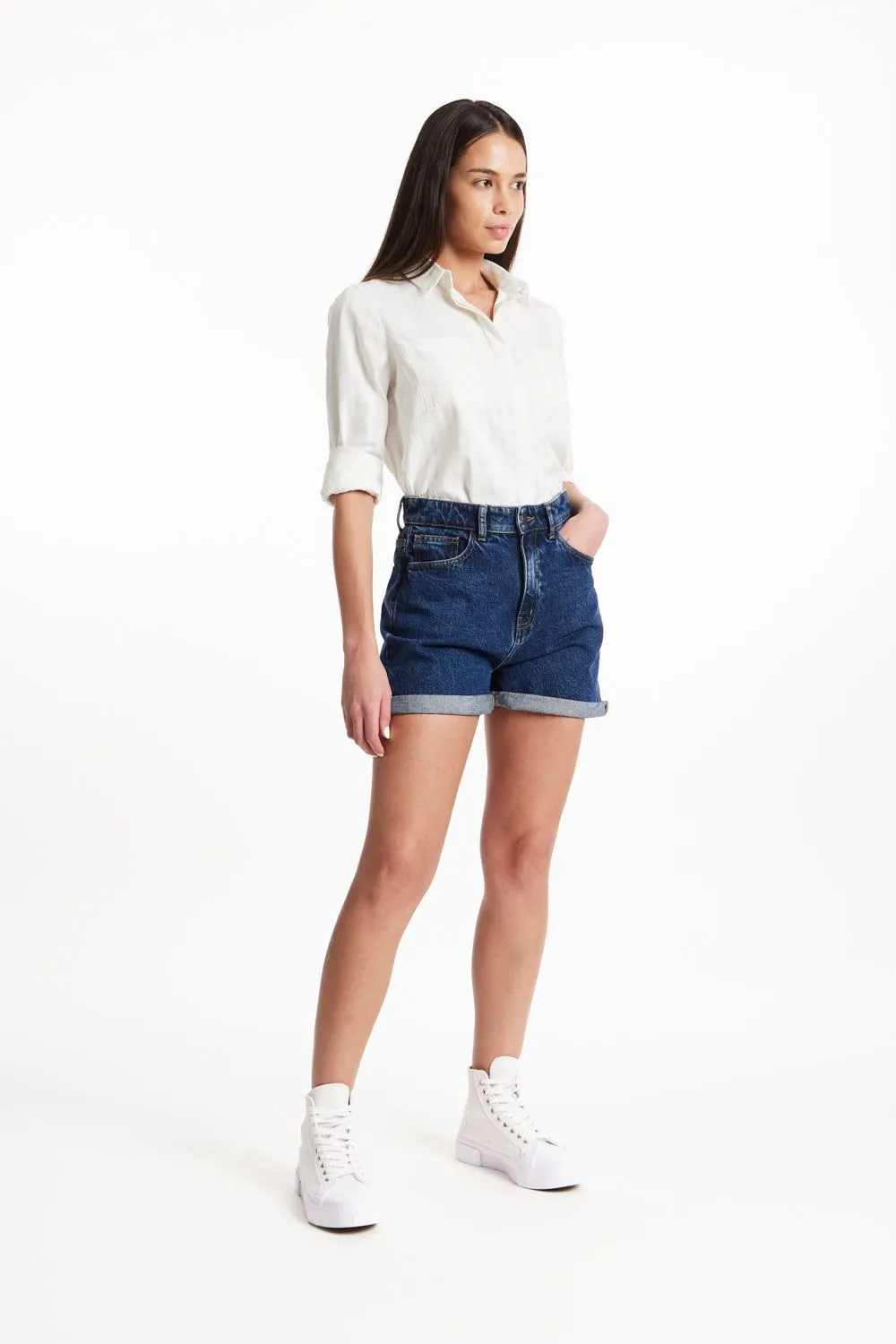 Short en jean en coton bio - yetta Blue femme - People Tree