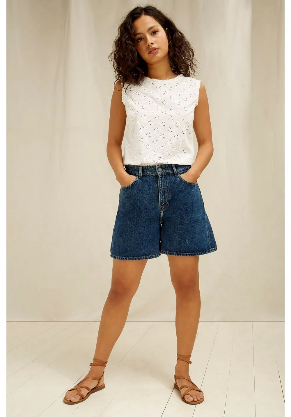 Short en jean en coton bio - yetta Blue femme - People Tree