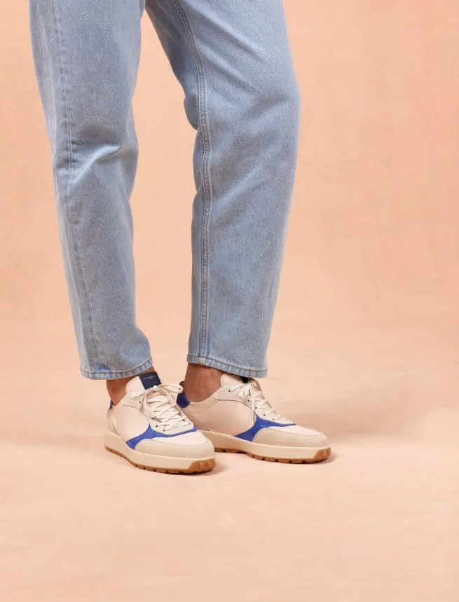 Sneakers en Cuir Bleu Electrique pour Homme - Modèle Matteo