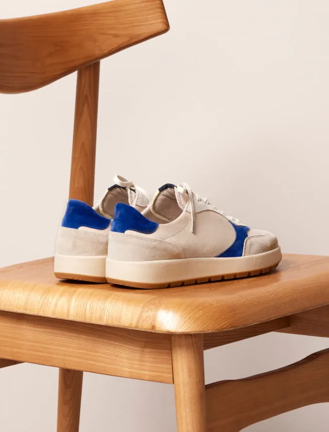 Sneakers en Cuir Bleu Electrique pour Homme - Modèle Matteo