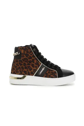 sneakers montantes en cuir à motif animalier - CafèNoir