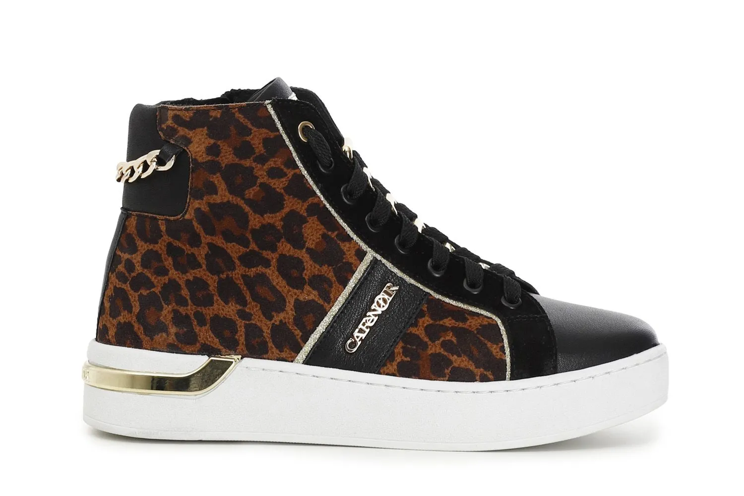 sneakers montantes en cuir à motif animalier - CafèNoir