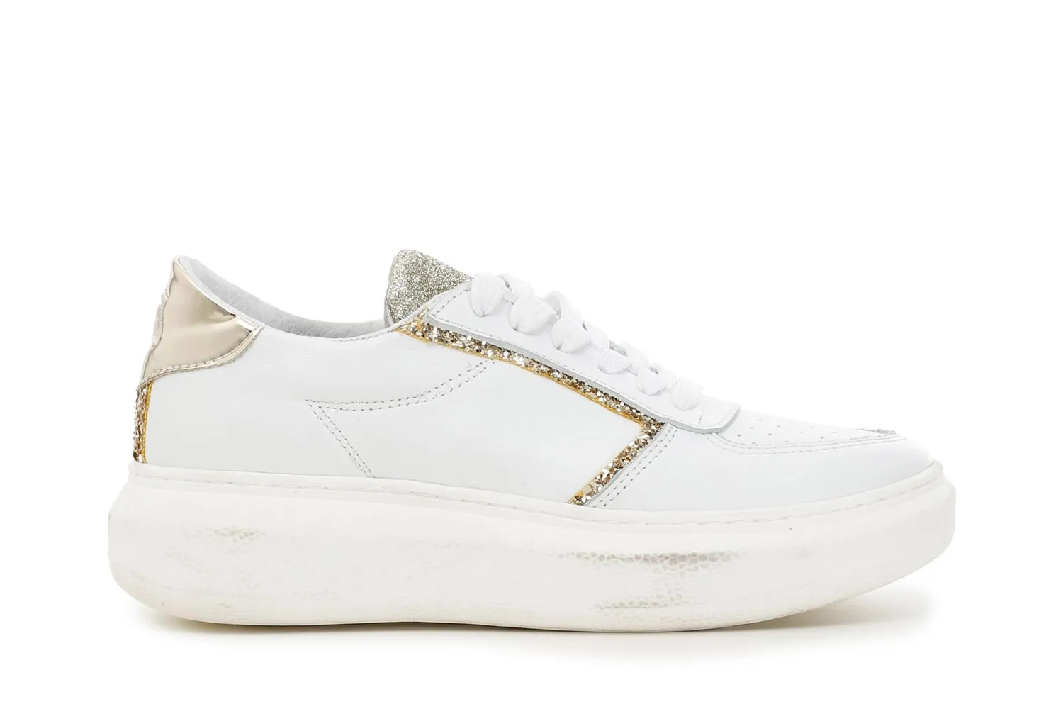 special price: leather sneakers with glitter details - CafèNoir