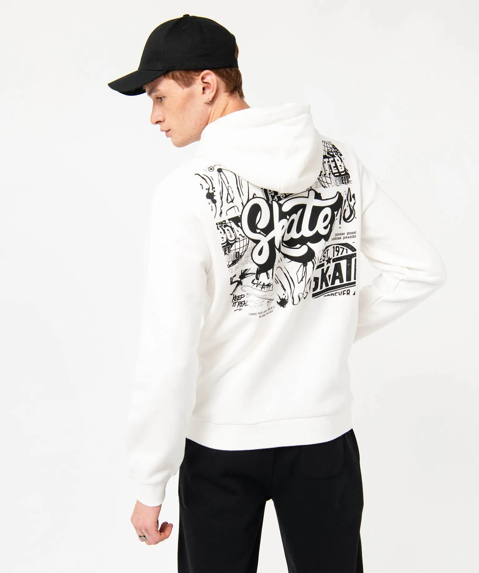 sweat a capuche molletonne homme blanc sweats