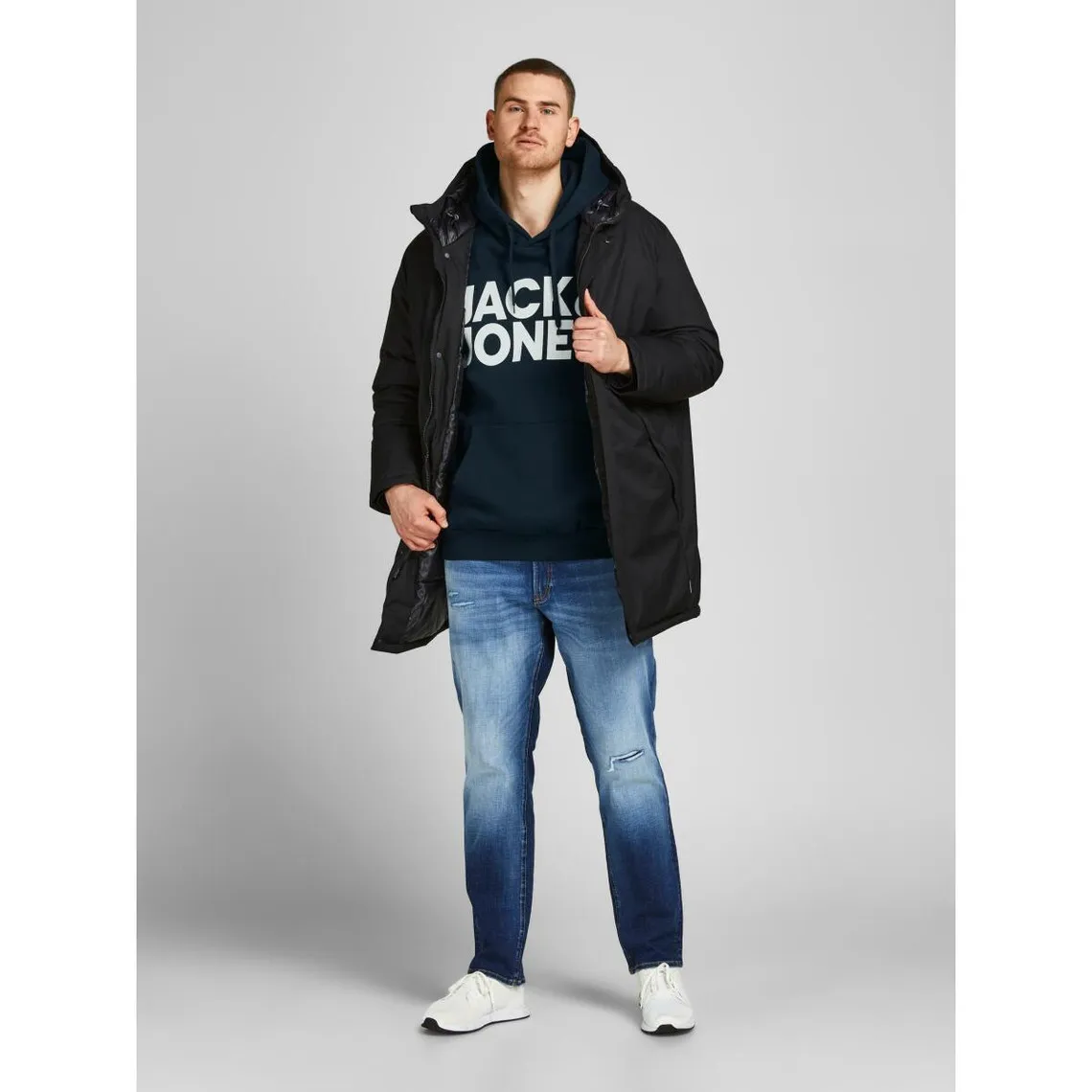 Sweat à capuche Regular Fit Manches longues Bleu Marine Dean Jack & Jones - Pull / Gilet / Sweatshirt Homme sur MenCorner