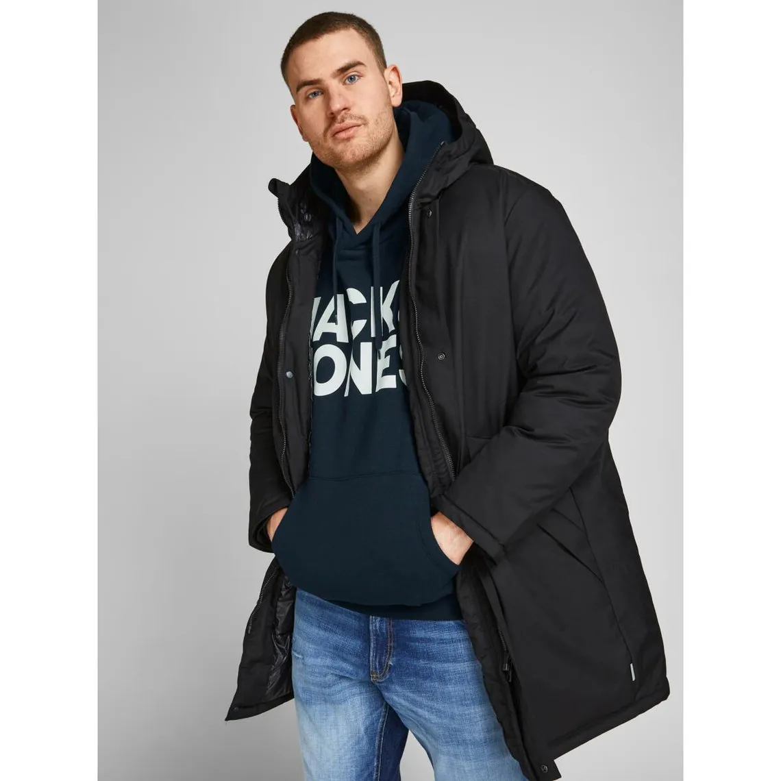 Sweat à capuche Regular Fit Manches longues Bleu Marine Dean Jack & Jones - Pull / Gilet / Sweatshirt Homme sur MenCorner