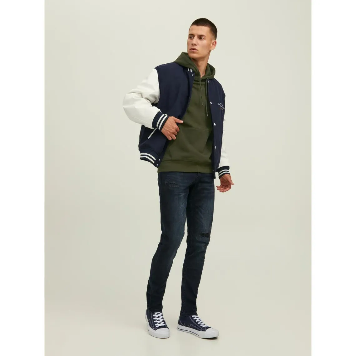 Sweat à capuche Relaxed Fit Manches longues Vert foncé en coton Oliver Jack & Jones - Pull / Gilet / Sweatshirt Ho