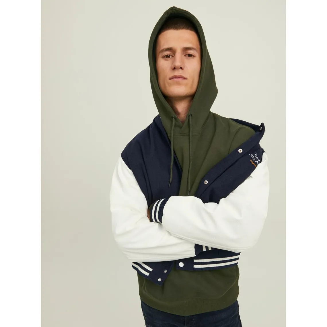 Sweat à capuche Relaxed Fit Manches longues Vert foncé en coton Oliver Jack & Jones - Pull / Gilet / Sweatshirt Ho