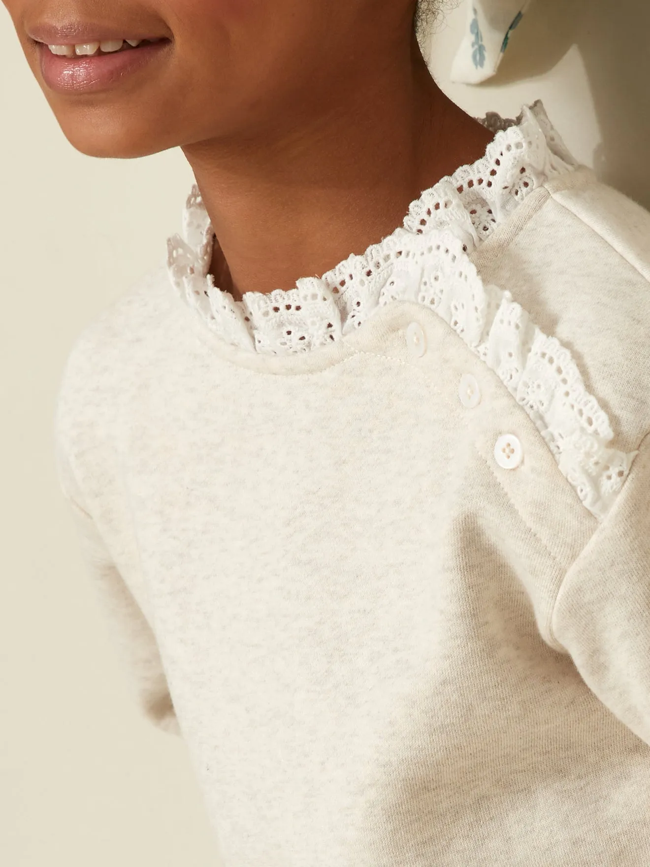 Sweat avec broderie anglaise Fille - Coton biologique