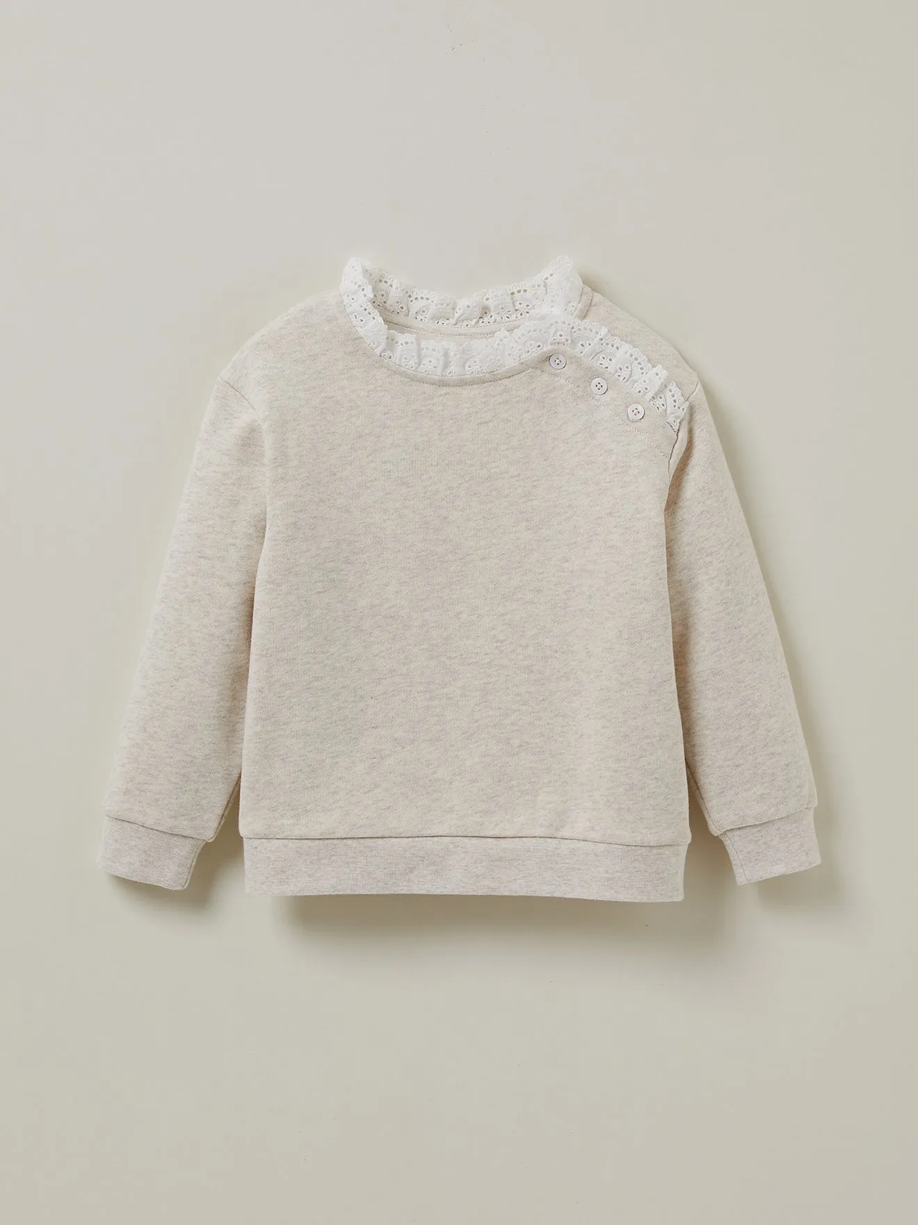 Sweat avec broderie anglaise Fille - Coton biologique