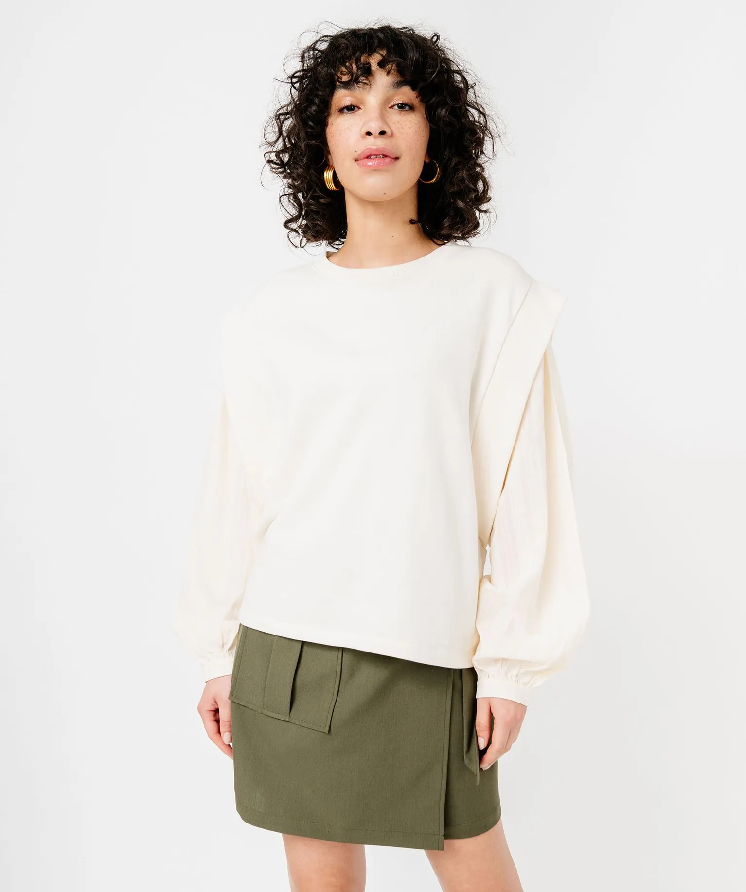 sweat avec manches chemise femme beige sweats