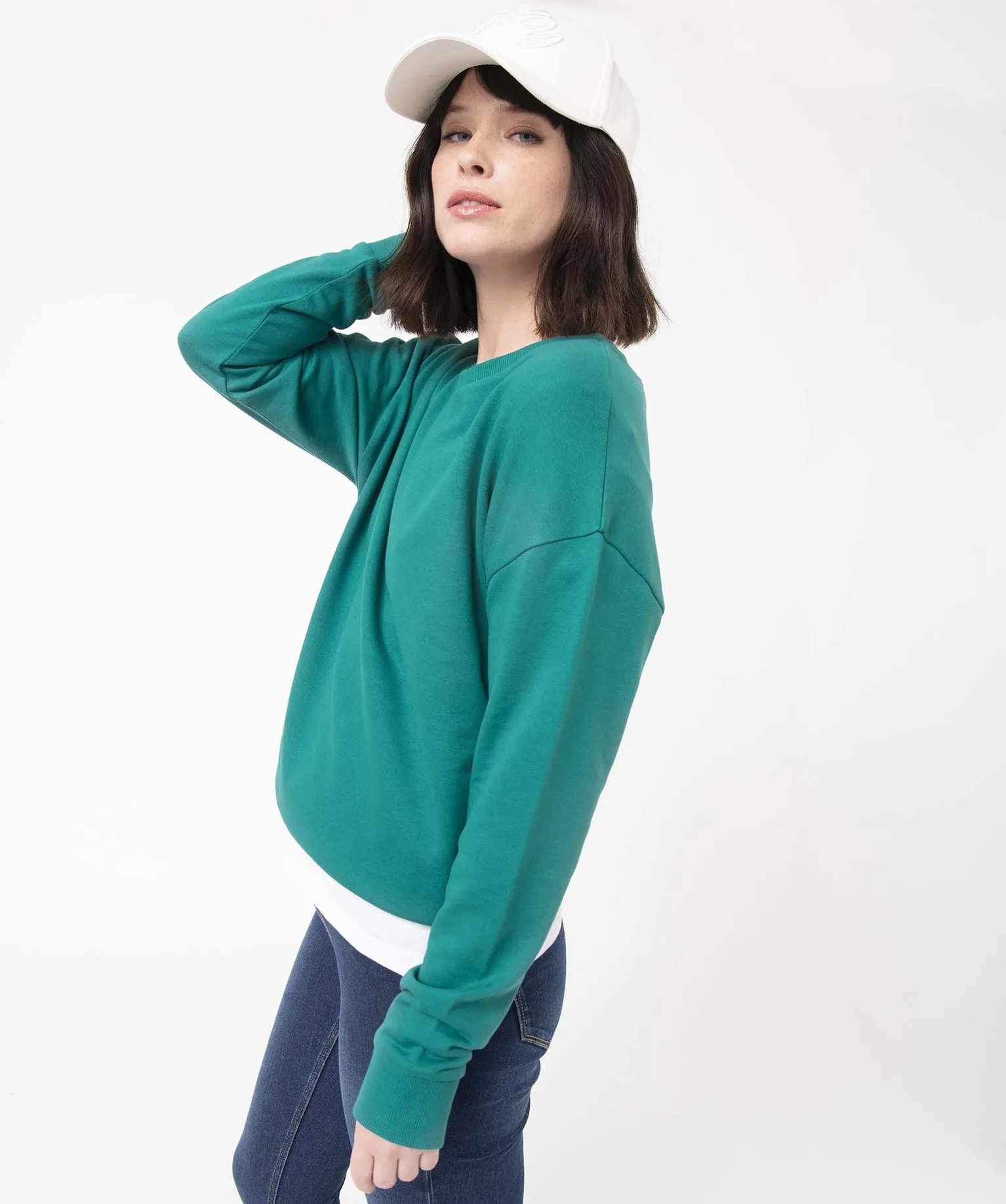 sweat femme uni interieur bouclettes vert sweats