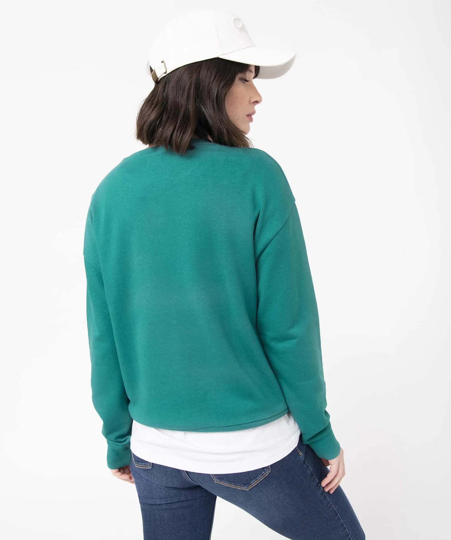 sweat femme uni interieur bouclettes vert sweats