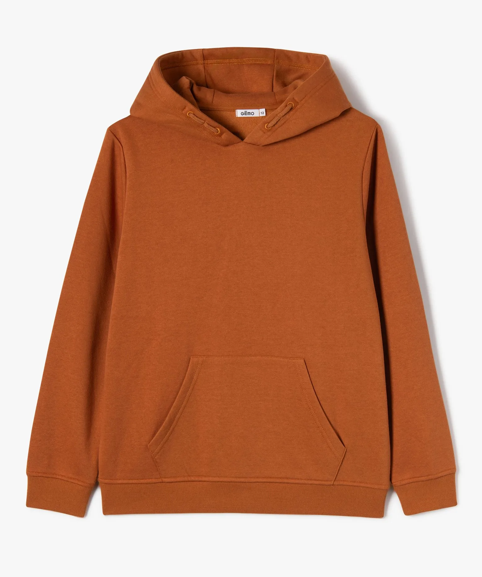 sweat molletonne a capuche garcon orange sweats