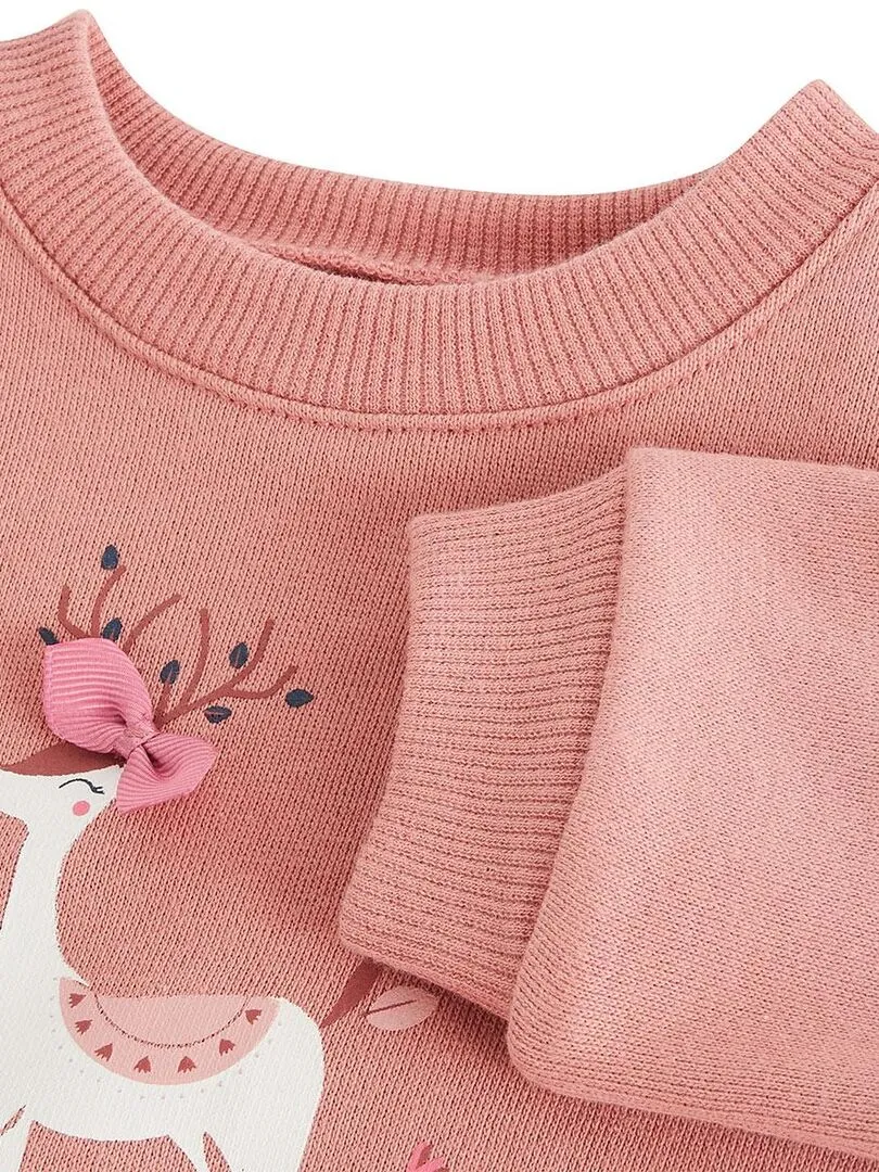 Sweat-shirt en molleton bébé fille Nola - Rose