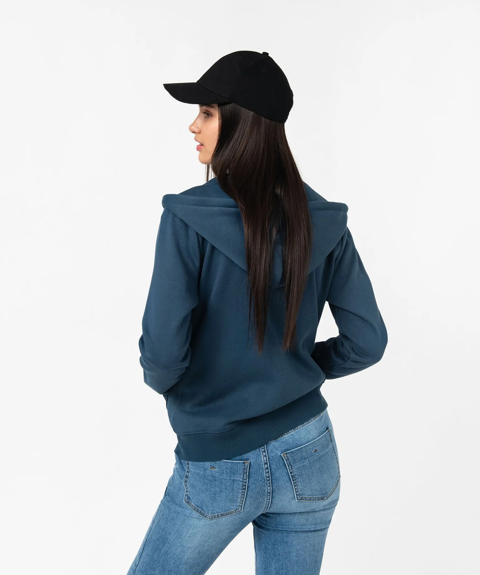 sweat zippe a capuche femme bleu sweats