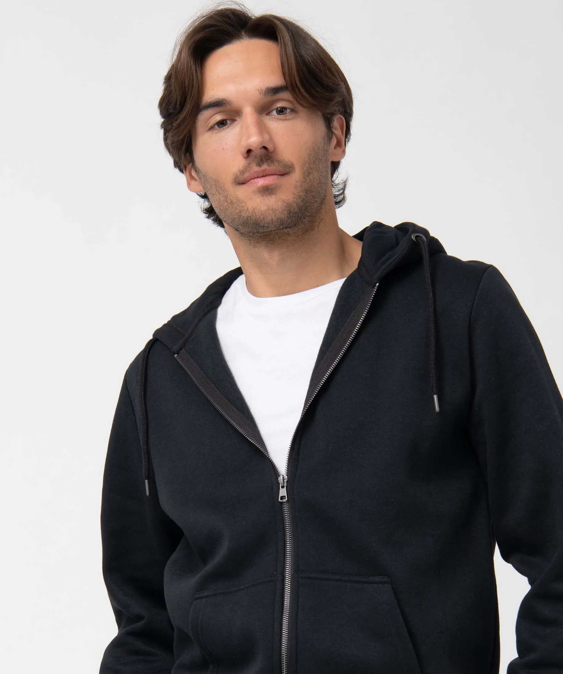 sweat zippe a capuche homme noir sweats