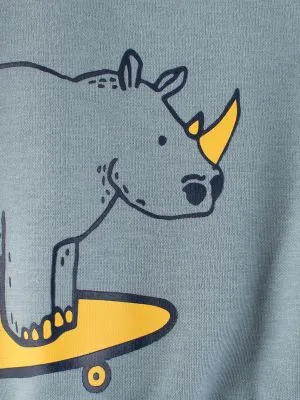 Sweat à col rond pour enfants avec motif de dinosaure et doublure en peluche