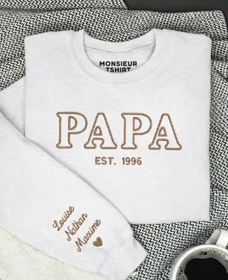 Sweatshirt femme Mama et prénoms des enfants sur la manche