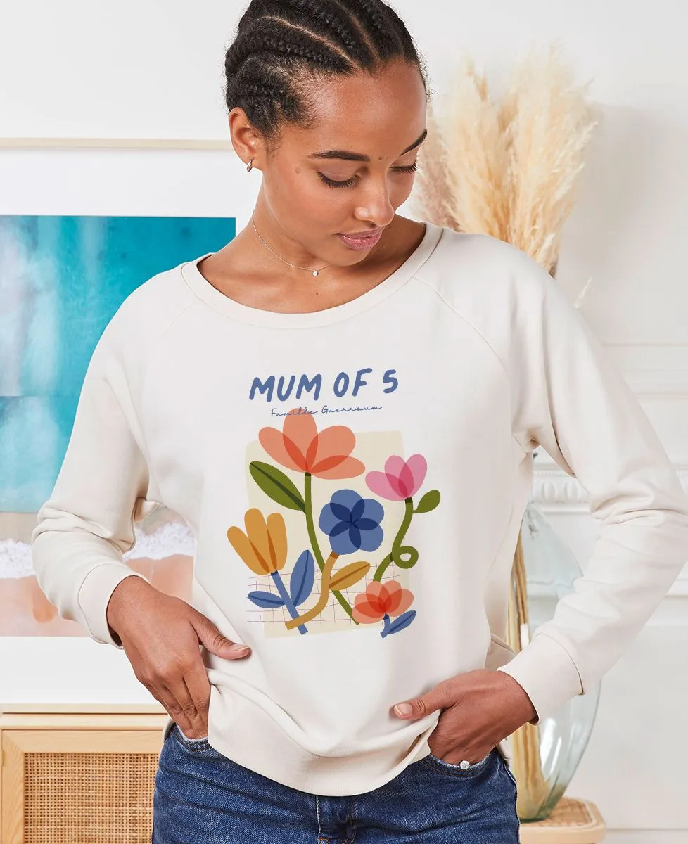 Sweatshirt femme Mum of flowers personnalisé