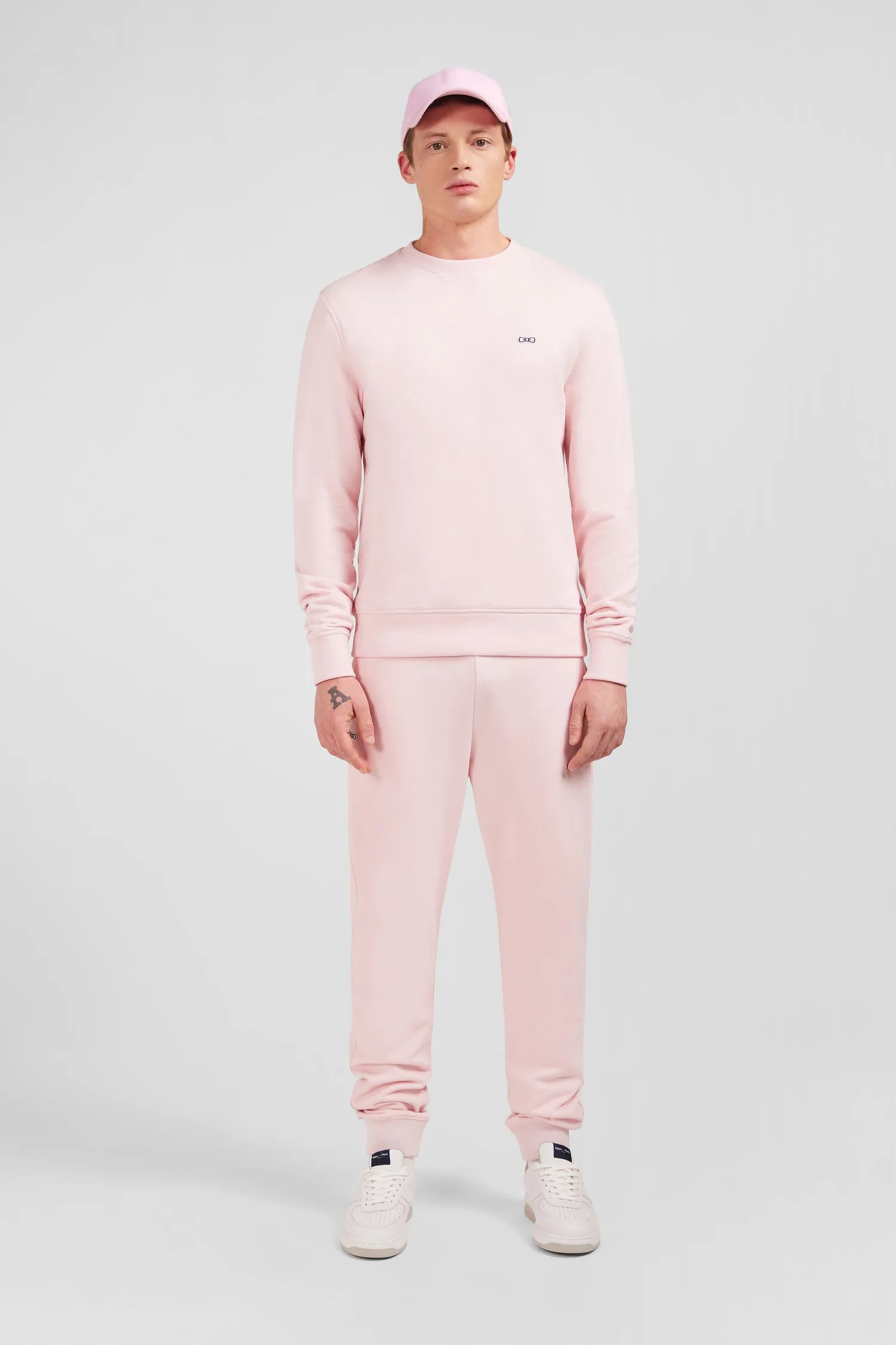 Sweatshirt à col rond en molleton rose emblème nœud papillon