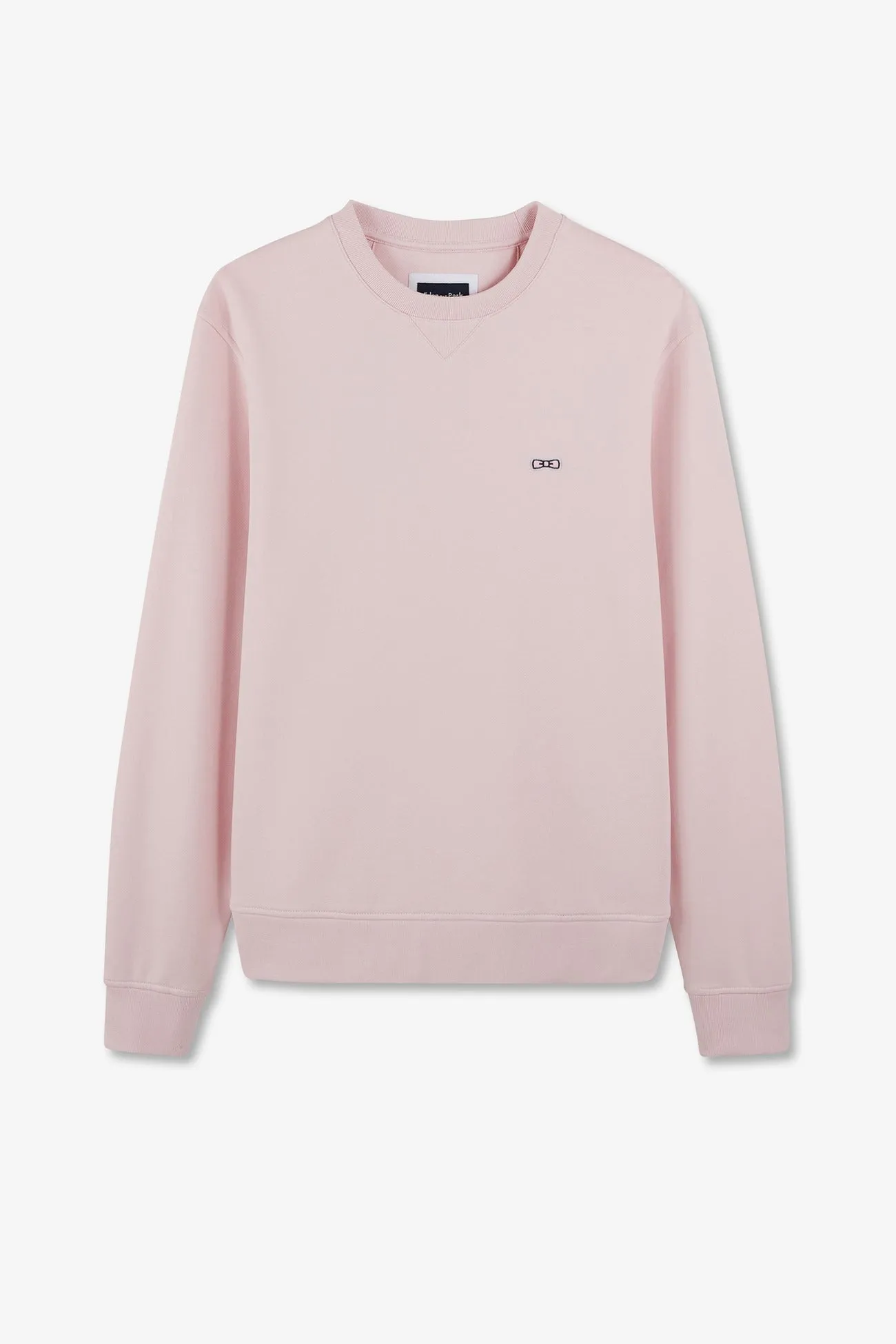 Sweatshirt à col rond en molleton rose emblème nœud papillon