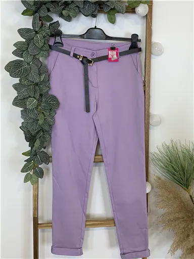 T615- Pantalon Chino (T36-T44) (violet) - Bleu Clair