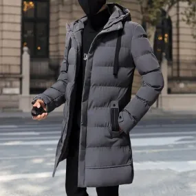 Veste bouffante homme longue avec grande capuche et poches zippées