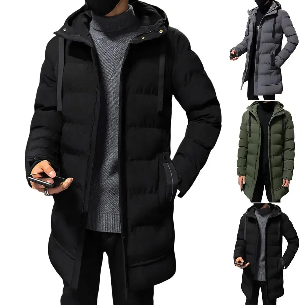 Veste bouffante homme longue avec grande capuche et poches zippées