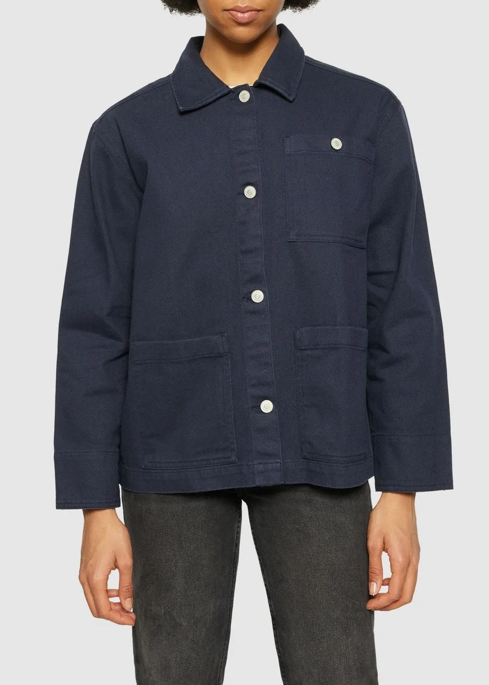 Veste boutonnée en coton bio | marine "twill workwear jacket night sky" 1412 night sky femme