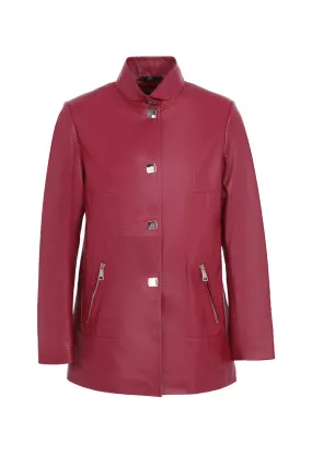 Veste cuir femme agneau rouge