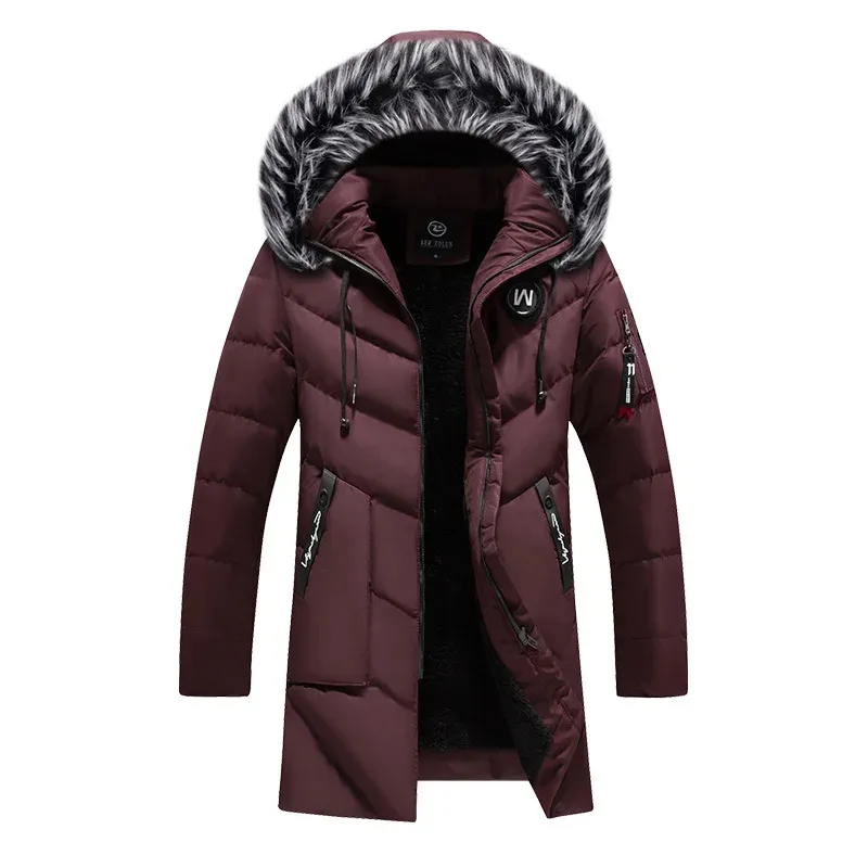 Veste d'hiver parka pour homme avec capuche en fourrure et fermetures 