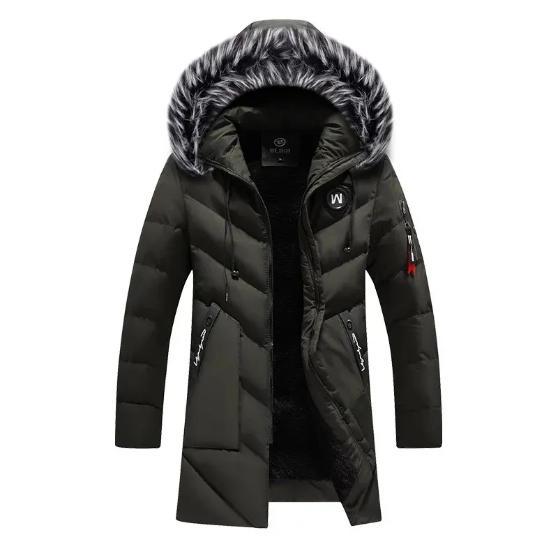 Veste d'hiver parka pour homme avec capuche en fourrure et fermetures 