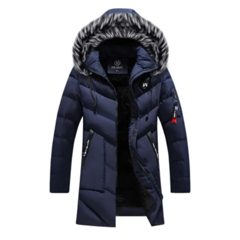 Veste d'hiver parka pour homme avec capuche en fourrure et fermetures 