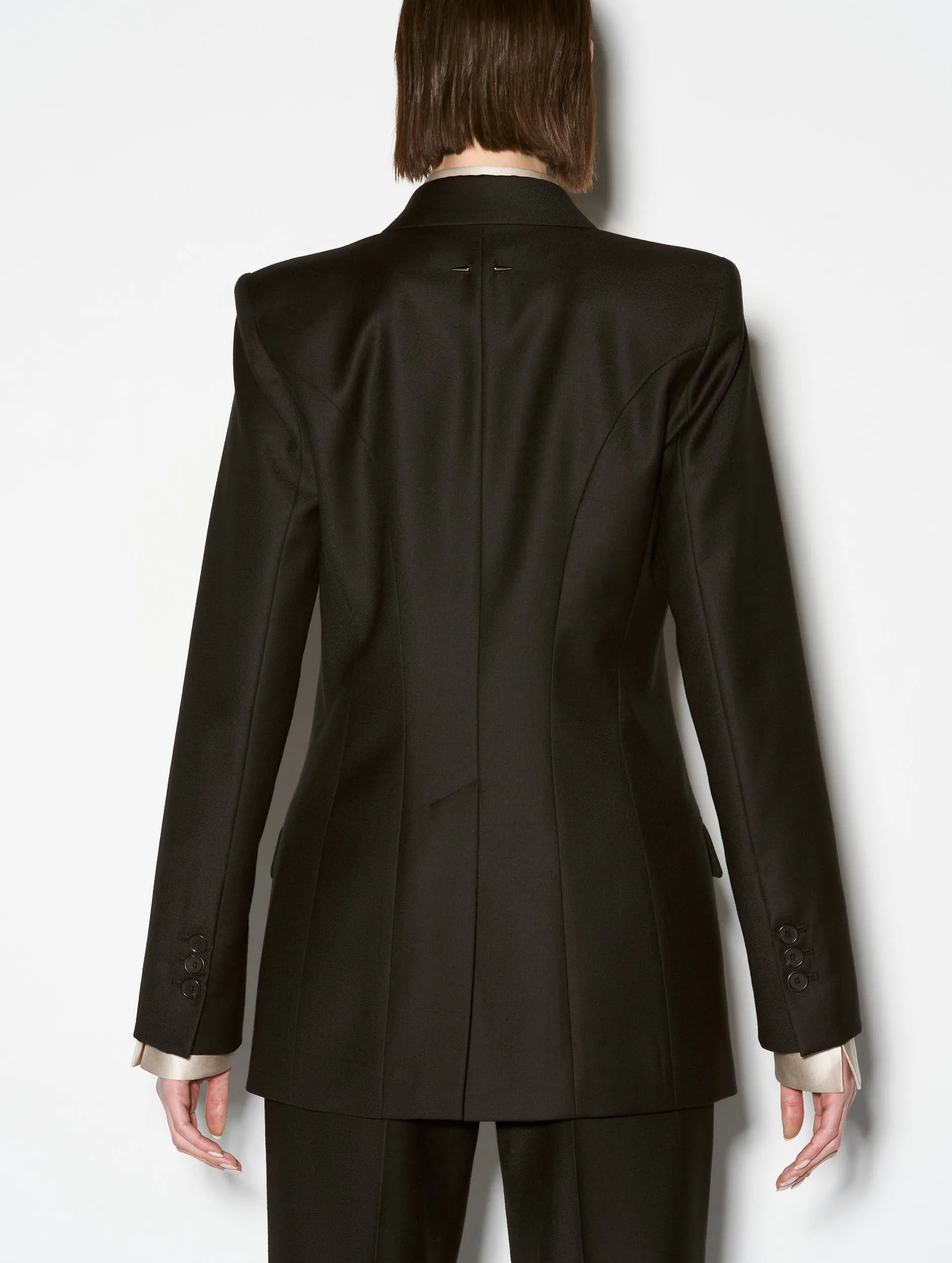 Veste de costume gabardine laine cachemire noire