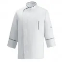 Veste de Cuisine microfibre blanche liseré noir Cesare - EGOCHEF