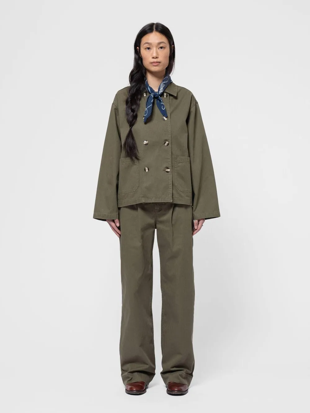 Veste en coton bio | kaki "bibbi workwear jacket - olive" femme