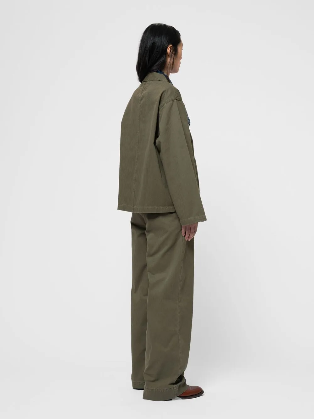 Veste en coton bio | kaki "bibbi workwear jacket - olive" femme