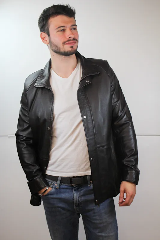 Veste en Cuir marron "Karl" - Pour homme