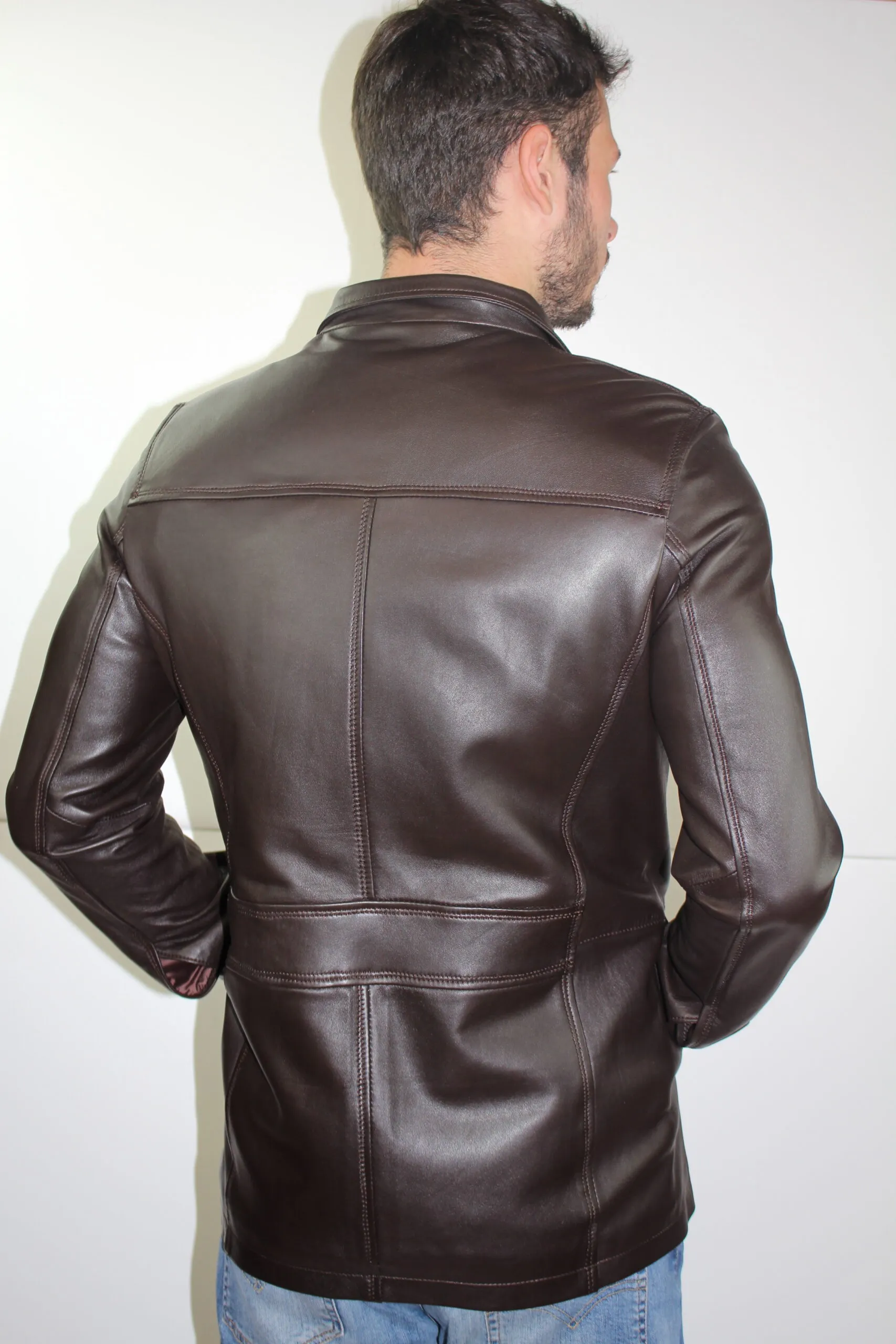 Veste en Cuir marron "Karl" - Pour homme