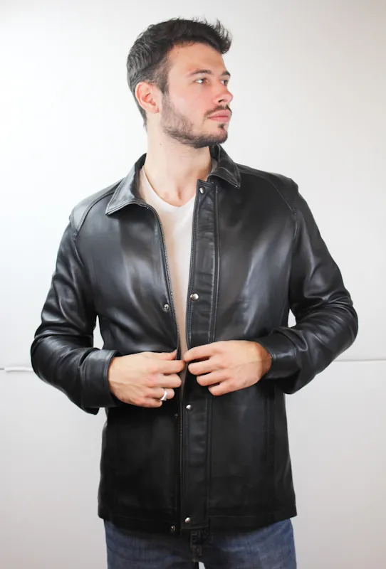 Veste en Cuir noir "Karl"