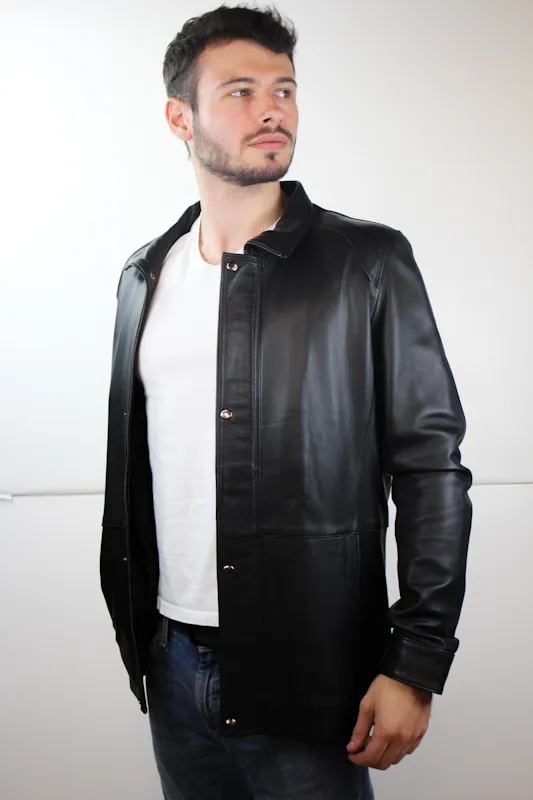 Veste en Cuir noir "Karl"