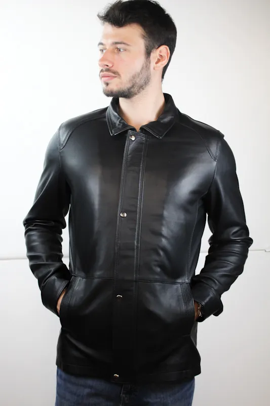 Veste en Cuir noir "Karl"