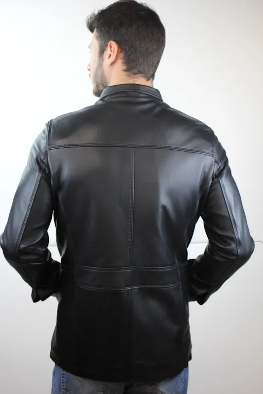 Veste en Cuir noir "Karl"