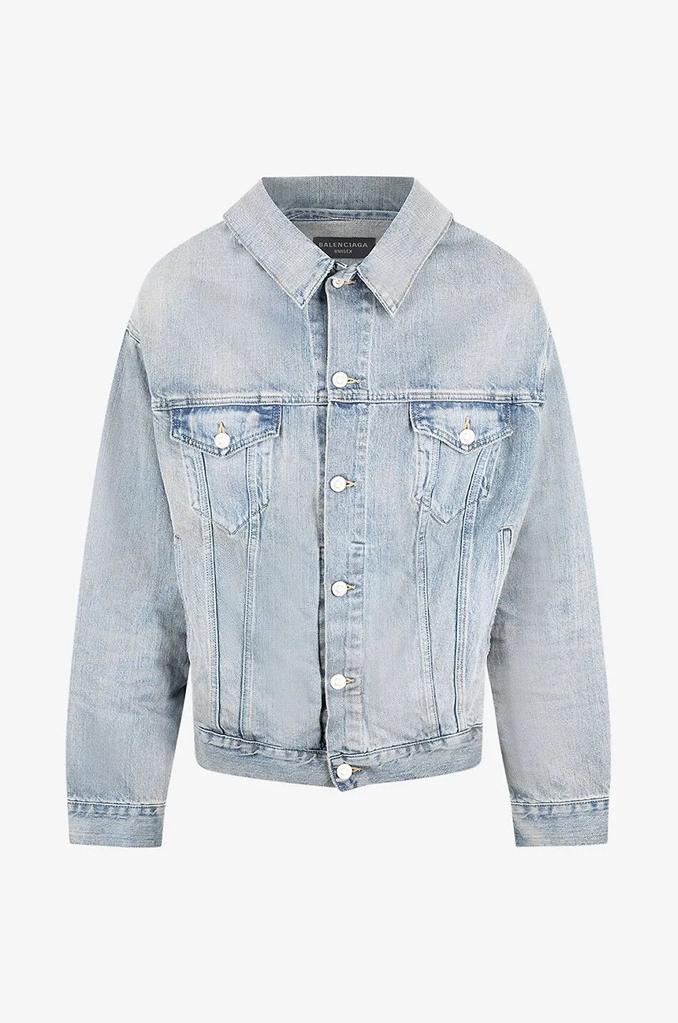 Veste en denim bio vieilli Off Shoulder