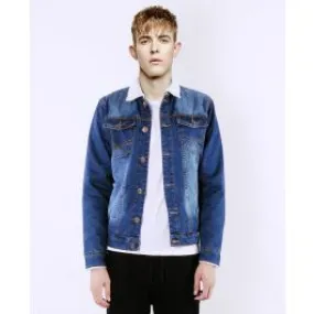 Veste en jeans pour homme avec doublure intérieure fourrure