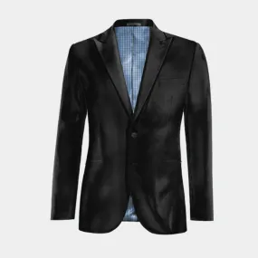 Veste noir onyx en velours revers en pointe essentiel